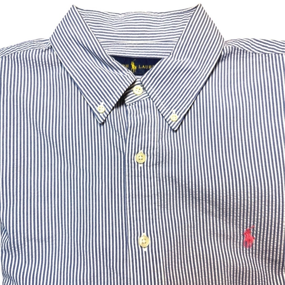 Ralph Lauren (Blue) Seersucker Button Down Mens XL